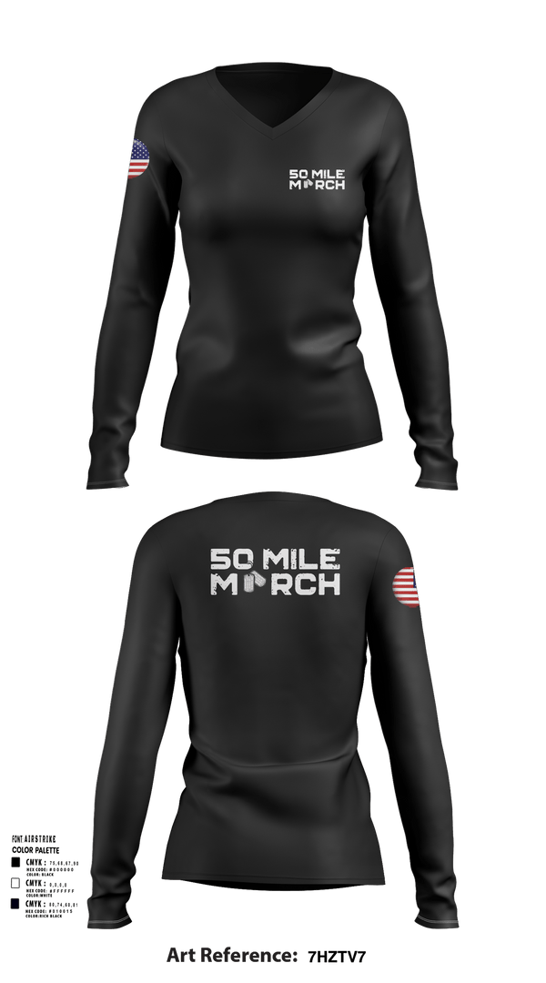 Womens Long Sleeve Vneck Shirt, 50 Mile March, , Teamtime, Team time, sublimation, custom sports apparel, team uniforms, spirit wear, spiritwear, sports uniforms, custom shirts, team store, custom team store, fundraiser sports, apparel fundraiser