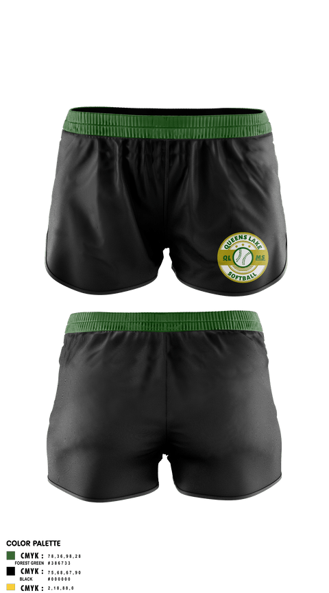 Womens Shorts, Queens Lake Panthers, Softball, Teamtime, Team time, sublimation, custom sports apparel, team uniforms, spirit wear, spiritwear, sports uniforms, custom shirts, team store, custom team store, fundraiser sports, apparel fundraiser