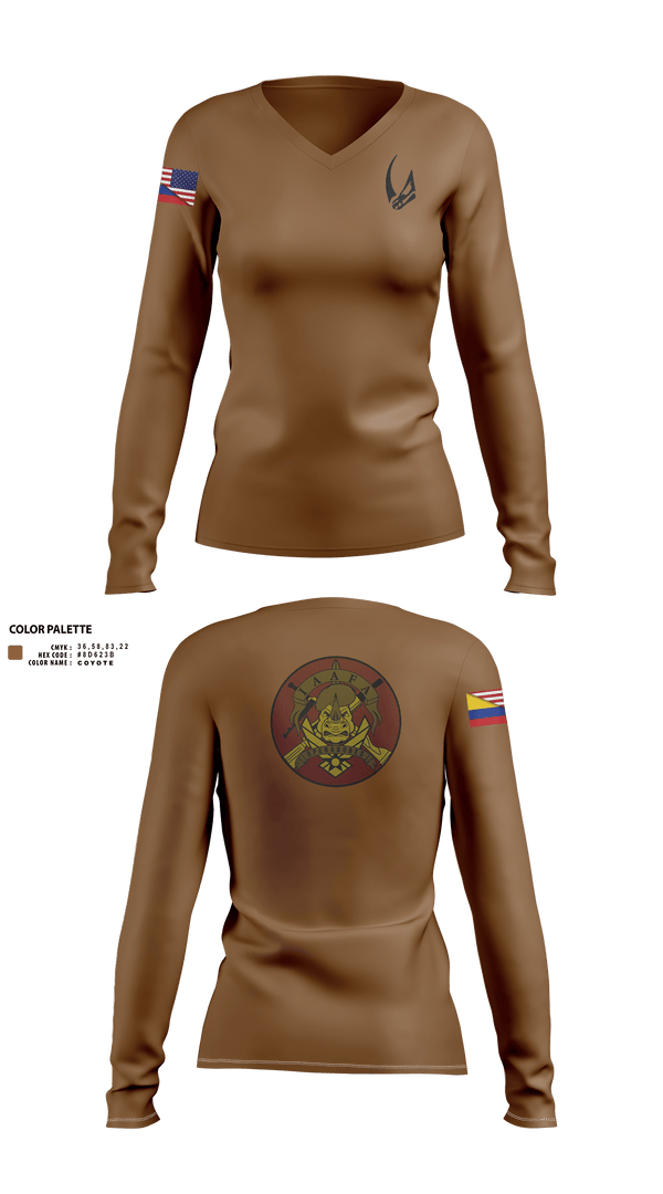 Womens Long Sleeve Vneck Shirt, 837 TRS Rhinos, Air Force, Teamtime, Team time, sublimation, custom sports apparel, team uniforms, spirit wear, spiritwear, sports uniforms, custom shirts, team store, custom team store, fundraiser sports, apparel fundraiser