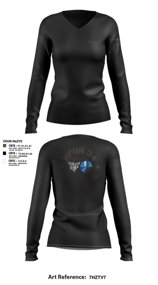 Womens Long Sleeve Vneck Shirt, KFOR34 Physical Therapy, Army, Teamtime, Team time, sublimation, custom sports apparel, team uniforms, spirit wear, spiritwear, sports uniforms, custom shirts, team store, custom team store, fundraiser sports, apparel fundraiser
