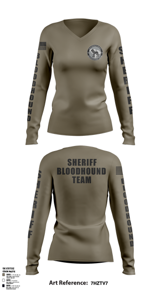 Womens Long Sleeve Vneck Shirt, Chesterfield County Sheriff Office, Police, Teamtime, Team time, sublimation, custom sports apparel, team uniforms, spirit wear, spiritwear, sports uniforms, custom shirts, team store, custom team store, fundraiser sports, apparel fundraiser