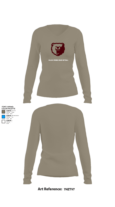 Willow Springs Bears Softball 59647744 Women's Long Sleeve V-neck Shirt - 25
