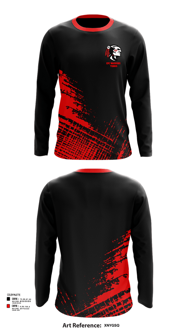 Long Sleeve Performance Shirt, EPC Warriors Tennis, Tennis, Teamtime, Team time, sublimation, custom sports apparel, team uniforms, spirit wear, spiritwear, sports uniforms, custom shirts, team store, custom team store, fundraiser sports, apparel fundraiser