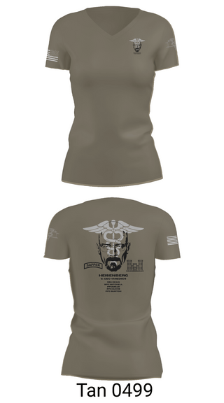 Womens Short Sleeve Vneck Shirt, Heisenberg’s, Army, Teamtime, Team time, sublimation, custom sports apparel, team uniforms, spirit wear, spiritwear, sports uniforms, custom shirts, team store, custom team store, fundraiser sports, apparel fundraiser