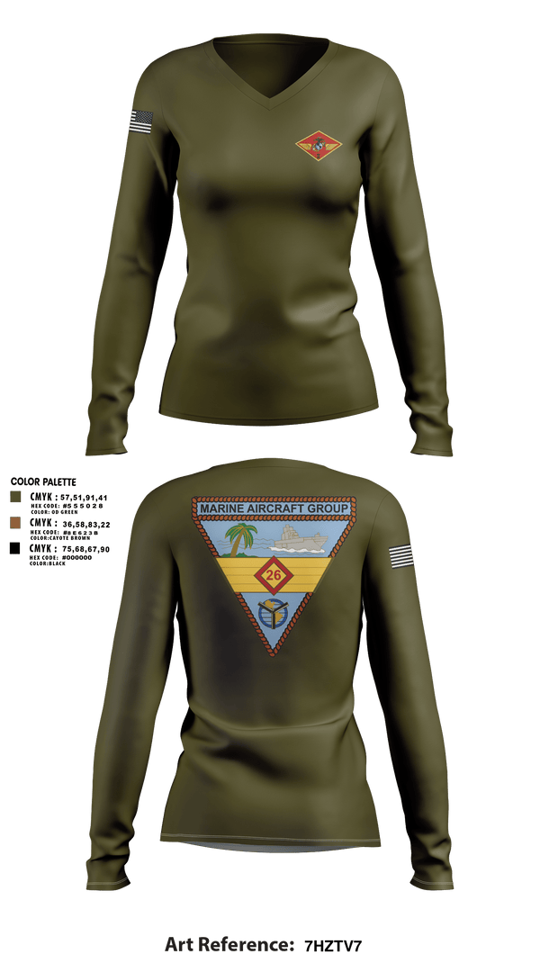Womens Long Sleeve Vneck Shirt, 2nd MAW, , Teamtime, Team time, sublimation, custom sports apparel, team uniforms, spirit wear, spiritwear, sports uniforms, custom shirts, team store, custom team store, fundraiser sports, apparel fundraiser