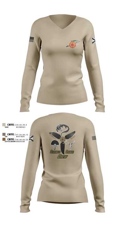 Seminole / Orange Crew 64181278 Women's Long Sleeve V-neck Shirt - 7