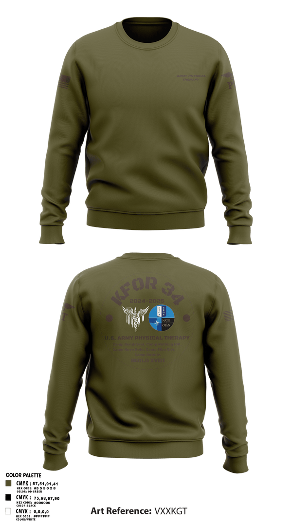 Crew Neck Sweatshirt, KFOR34 Physical Therapy, Army, Teamtime, Team time, sublimation, custom sports apparel, team uniforms, spirit wear, spiritwear, sports uniforms, custom shirts, team store, custom team store, fundraiser sports, apparel fundraiser