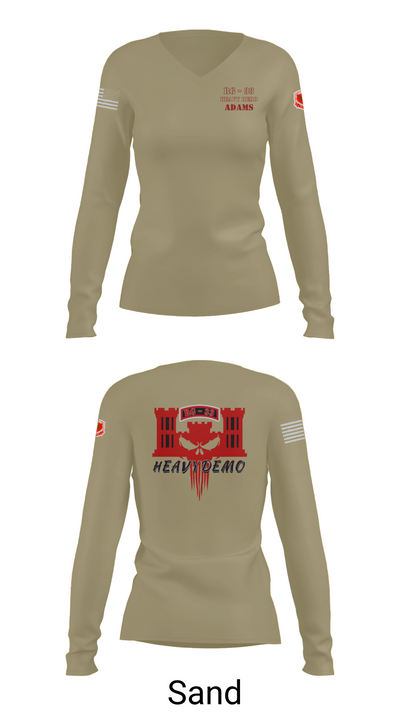 CESD Bravo 35th Engineer Battalion 45351759 Women's Long Sleeve V-neck Shirt - 97