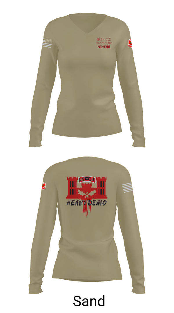 Womens Long Sleeve Vneck Shirt, CESD Bravo 35th Engineer Battalion, , Teamtime, Team time, sublimation, custom sports apparel, team uniforms, spirit wear, spiritwear, sports uniforms, custom shirts, team store, custom team store, fundraiser sports, apparel fundraiser