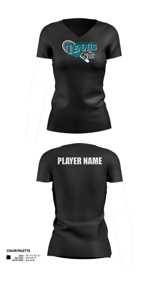 Womens Short Sleeve Vneck Shirt, Bonney Lake Panthers Tennis, Tennis, Teamtime, Team time, sublimation, custom sports apparel, team uniforms, spirit wear, spiritwear, sports uniforms, custom shirts, team store, custom team store, fundraiser sports, apparel fundraiser