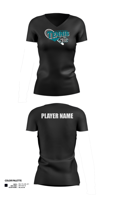 Bonney Lake Panthers Tennis 67829590 Women's Short Sleeve V-neck Shirt - 1