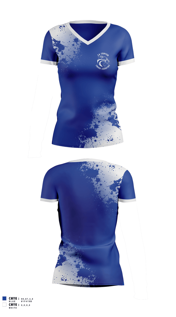 Womens Short Sleeve Vneck Shirt, La Center Cross Country, Cross Country, Teamtime, Team time, sublimation, custom sports apparel, team uniforms, spirit wear, spiritwear, sports uniforms, custom shirts, team store, custom team store, fundraiser sports, apparel fundraiser