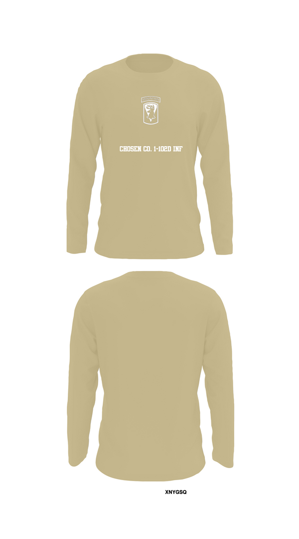 Long Sleeve Performance Shirt, Chosen Co. 1-102D INF, Army, Teamtime, Team time, sublimation, custom sports apparel, team uniforms, spirit wear, spiritwear, sports uniforms, custom shirts, team store, custom team store, fundraiser sports, apparel fundraiser