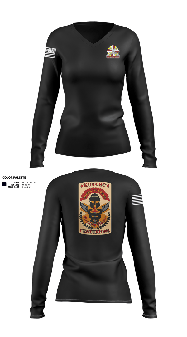 Womens Long Sleeve Vneck Shirt, Kirk U.S. Army Health Clinic, , Teamtime, Team time, sublimation, custom sports apparel, team uniforms, spirit wear, spiritwear, sports uniforms, custom shirts, team store, custom team store, fundraiser sports, apparel fundraiser