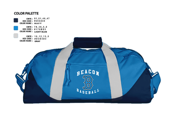 Duffle Bag, Beacon Bluedemons, Baseball, Teamtime, Team time, sublimation, custom sports apparel, team uniforms, spirit wear, spiritwear, sports uniforms, custom shirts, team store, custom team store, fundraiser sports, apparel fundraiser