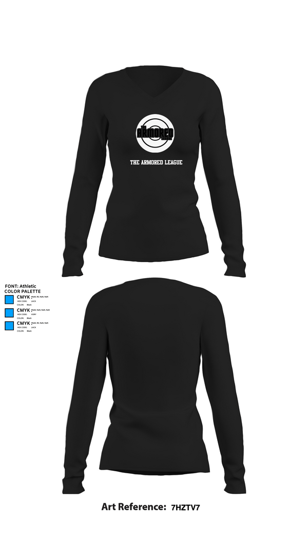 Womens Long Sleeve Vneck Shirt, THE ARMORED LEAGUE, Wrestling, Teamtime, Team time, sublimation, custom sports apparel, team uniforms, spirit wear, spiritwear, sports uniforms, custom shirts, team store, custom team store, fundraiser sports, apparel fundraiser