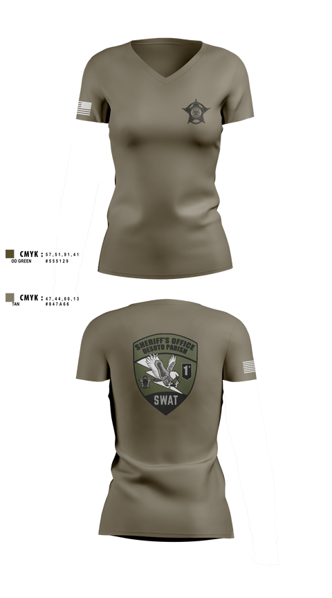 Womens Short Sleeve Vneck Shirt, Desoto Parish Sheriff’s Office SWAT, , Teamtime, Team time, sublimation, custom sports apparel, team uniforms, spirit wear, spiritwear, sports uniforms, custom shirts, team store, custom team store, fundraiser sports, apparel fundraiser