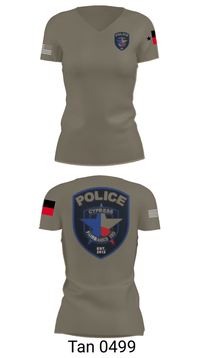Cypress- Fairbanks ISD Police Department 56419862 Women's Short Sleeve V-neck Shirt - 65