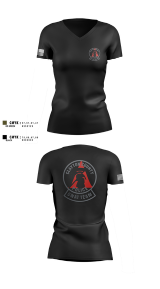 Womens Short Sleeve Vneck Shirt, Clayton County Police SWAT Team, Police, Teamtime, Team time, sublimation, custom sports apparel, team uniforms, spirit wear, spiritwear, sports uniforms, custom shirts, team store, custom team store, fundraiser sports, apparel fundraiser