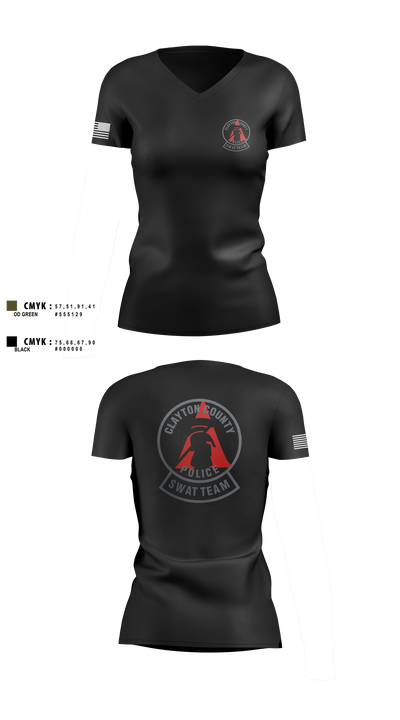 Clayton County Police SWAT Team 81902169 Women's Short Sleeve V-neck Shirt - 2