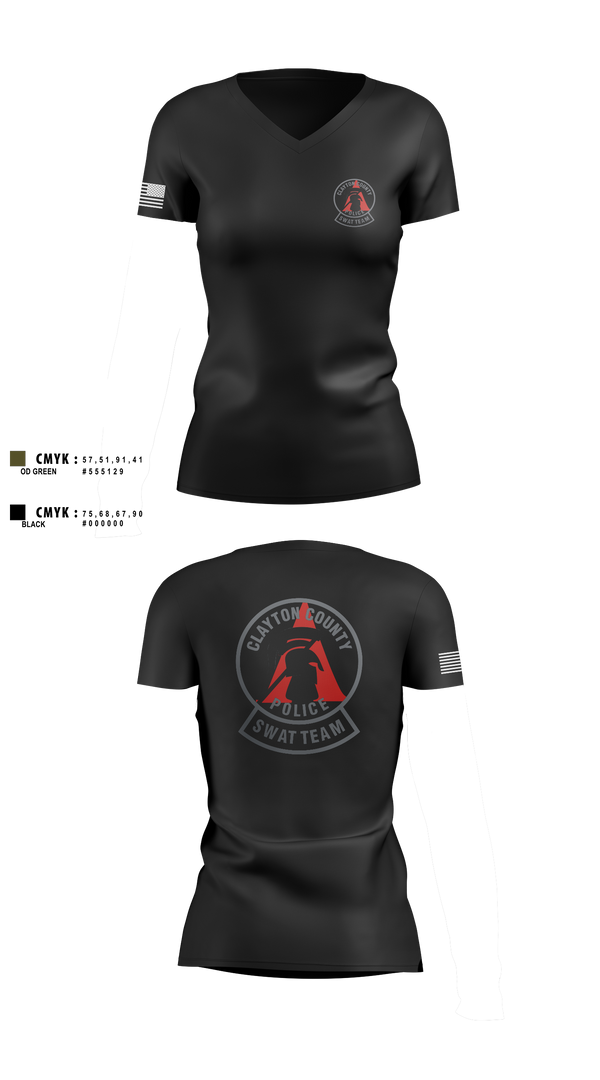 Womens Short Sleeve Vneck Shirt, Clayton County Police SWAT Team, Police, Teamtime, Team time, sublimation, custom sports apparel, team uniforms, spirit wear, spiritwear, sports uniforms, custom shirts, team store, custom team store, fundraiser sports, apparel fundraiser