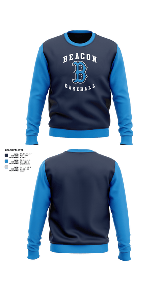 Crew Neck Sweatshirt, Beacon Bluedemons, Baseball, Teamtime, Team time, sublimation, custom sports apparel, team uniforms, spirit wear, spiritwear, sports uniforms, custom shirts, team store, custom team store, fundraiser sports, apparel fundraiser