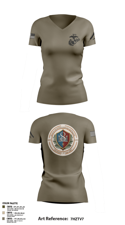 8th ESB Charlie Co. 31724499 Women's Short Sleeve V-neck Shirt - 3