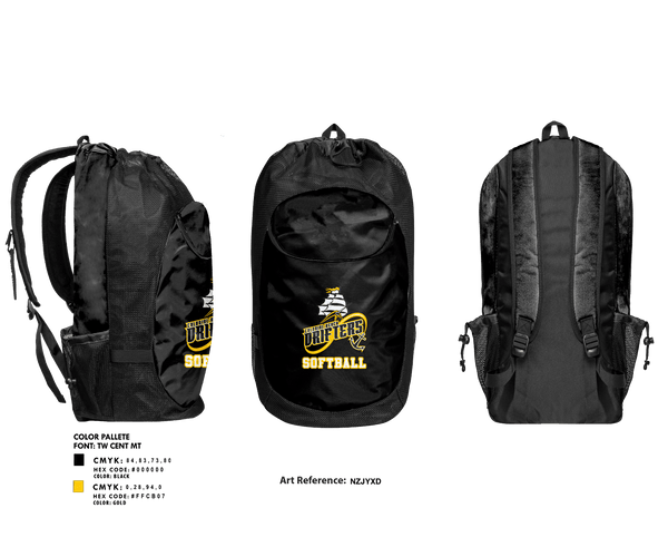 Gear Bag, Colonial Beach Drifters Softball, Softball, Teamtime, Team time, sublimation, custom sports apparel, team uniforms, spirit wear, spiritwear, sports uniforms, custom shirts, team store, custom team store, fundraiser sports, apparel fundraiser