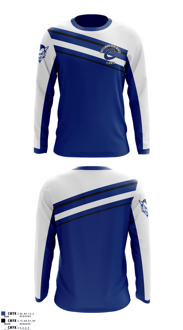 Long Sleeve Performance Shirt, Castlewood Blue Devils, Tennis, Teamtime, Team time, sublimation, custom sports apparel, team uniforms, spirit wear, spiritwear, sports uniforms, custom shirts, team store, custom team store, fundraiser sports, apparel fundraiser