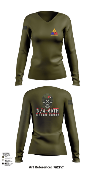 Womens Long Sleeve Vneck Shirt, B/4-60TH ADAR, Army, Teamtime, Team time, sublimation, custom sports apparel, team uniforms, spirit wear, spiritwear, sports uniforms, custom shirts, team store, custom team store, fundraiser sports, apparel fundraiser