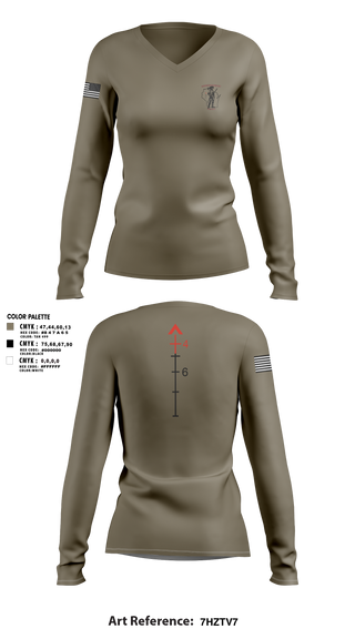 Womens Long Sleeve Vneck Shirt, WIARNG Marksmanship, , Teamtime, Team time, sublimation, custom sports apparel, team uniforms, spirit wear, spiritwear, sports uniforms, custom shirts, team store, custom team store, fundraiser sports, apparel fundraiser