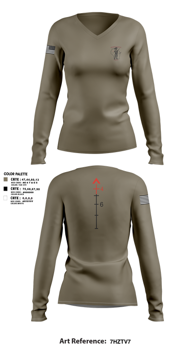 WIARNG Marksmanship 12854544 Women's Long Sleeve V-neck Shirt - 108