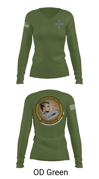 Womens Long Sleeve Vneck Shirt, CVN 72 Abraham Lincoln, , Teamtime, Team time, sublimation, custom sports apparel, team uniforms, spirit wear, spiritwear, sports uniforms, custom shirts, team store, custom team store, fundraiser sports, apparel fundraiser