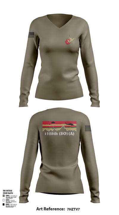 1528th FSC (SO) (A) 11146536 Women's Long Sleeve V-neck Shirt - 102