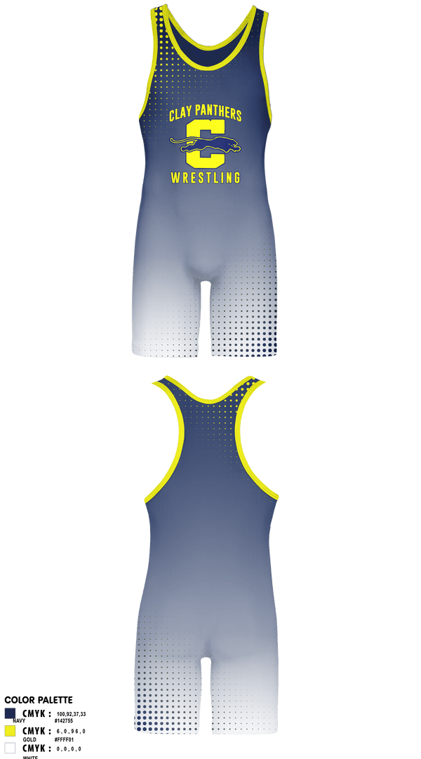 Wrestling Singlet, Clay Panthers, Wrestling, Teamtime, Team time, sublimation, custom sports apparel, team uniforms, spirit wear, spiritwear, sports uniforms, custom shirts, team store, custom team store, fundraiser sports, apparel fundraiser
