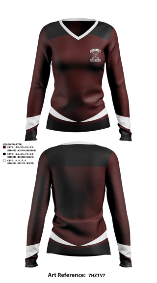 Womens Long Sleeve Vneck Shirt, Rockwood Summit Falcons Field Hockey, Field Hockey, Teamtime, Team time, sublimation, custom sports apparel, team uniforms, spirit wear, spiritwear, sports uniforms, custom shirts, team store, custom team store, fundraiser sports, apparel fundraiser