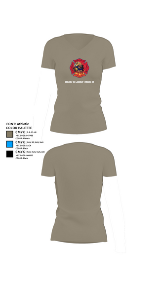 Womens Short Sleeve Vneck Shirt, Engine 40 Ladder 4 Medic 19, , Teamtime, Team time, sublimation, custom sports apparel, team uniforms, spirit wear, spiritwear, sports uniforms, custom shirts, team store, custom team store, fundraiser sports, apparel fundraiser