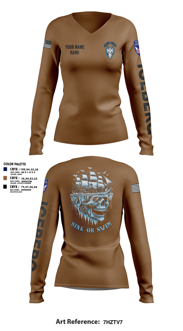 Womens Long Sleeve Vneck Shirt, HQ, 95th CM CO, Army, Teamtime, Team time, sublimation, custom sports apparel, team uniforms, spirit wear, spiritwear, sports uniforms, custom shirts, team store, custom team store, fundraiser sports, apparel fundraiser