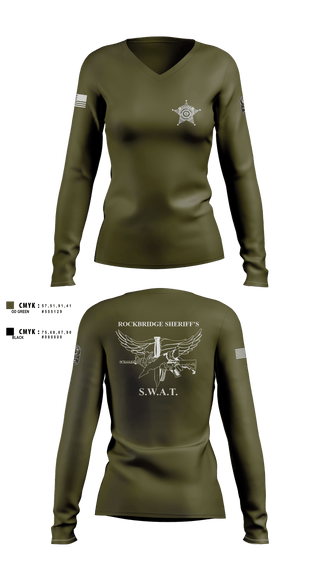 Womens Long Sleeve Vneck Shirt, Rockbridge County SWAT, , Teamtime, Team time, sublimation, custom sports apparel, team uniforms, spirit wear, spiritwear, sports uniforms, custom shirts, team store, custom team store, fundraiser sports, apparel fundraiser