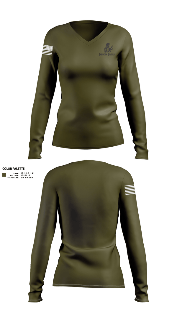 Womens Long Sleeve Vneck Shirt, Modern Sword, , Teamtime, Team time, sublimation, custom sports apparel, team uniforms, spirit wear, spiritwear, sports uniforms, custom shirts, team store, custom team store, fundraiser sports, apparel fundraiser