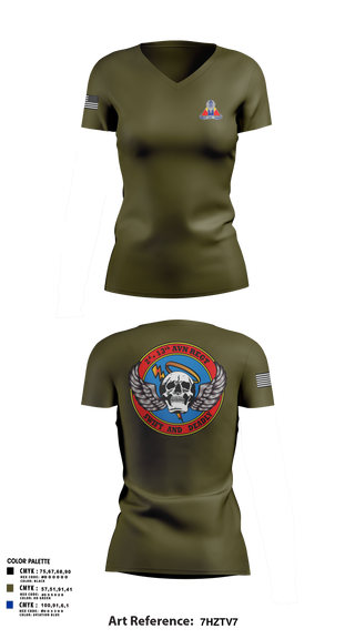 Womens Short Sleeve Vneck Shirt, A Co, 2-13th Aviation Regiment, , Teamtime, Team time, sublimation, custom sports apparel, team uniforms, spirit wear, spiritwear, sports uniforms, custom shirts, team store, custom team store, fundraiser sports, apparel fundraiser