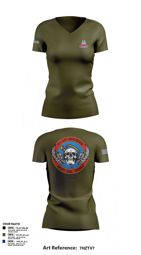 Womens Short Sleeve Vneck Shirt, A Co, 2-13th Aviation Regiment, , Teamtime, Team time, sublimation, custom sports apparel, team uniforms, spirit wear, spiritwear, sports uniforms, custom shirts, team store, custom team store, fundraiser sports, apparel fundraiser