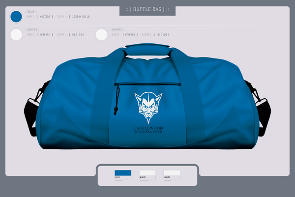 Duffle Bag, Castlewood High School Tennis, Tennis, Teamtime, Team time, sublimation, custom sports apparel, team uniforms, spirit wear, spiritwear, sports uniforms, custom shirts, team store, custom team store, fundraiser sports, apparel fundraiser