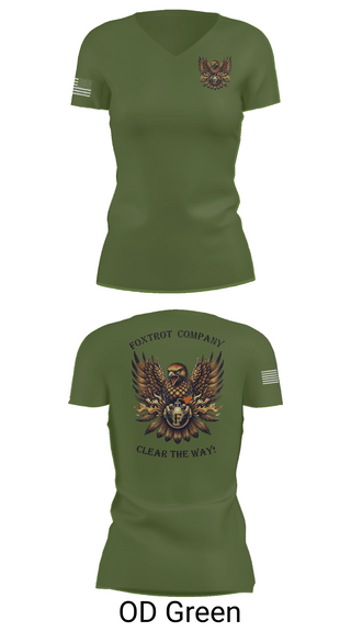 Womens Short Sleeve Vneck Shirt, Foxtrot Company, 832nd OD BN, Army, Teamtime, Team time, sublimation, custom sports apparel, team uniforms, spirit wear, spiritwear, sports uniforms, custom shirts, team store, custom team store, fundraiser sports, apparel fundraiser