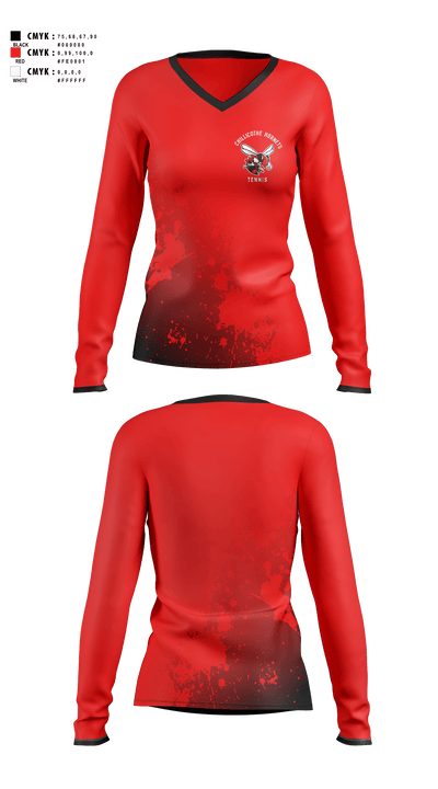 Chillicothe Hornets Tennis 50215613 Women's Long Sleeve V-neck Shirt - 1