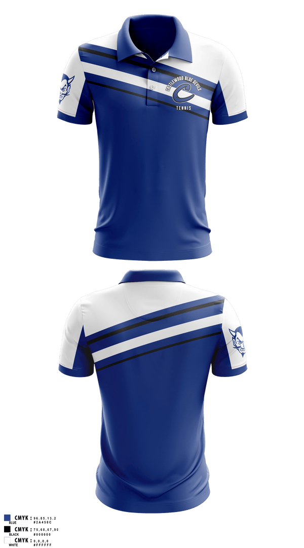 Short Sleeve Performance Polo, Castlewood Blue Devils, Tennis, Teamtime, Team time, sublimation, custom sports apparel, team uniforms, spirit wear, spiritwear, sports uniforms, custom shirts, team store, custom team store, fundraiser sports, apparel fundraiser