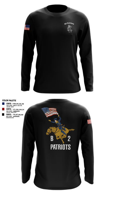 B2 Patriots no C flag Long Sleeve Performance Shirt 3