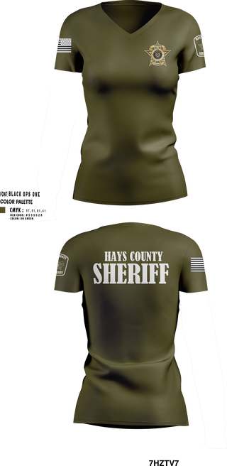 Womens Short Sleeve Vneck Shirt, Hays County Sheriff’s Office, , Teamtime, Team time, sublimation, custom sports apparel, team uniforms, spirit wear, spiritwear, sports uniforms, custom shirts, team store, custom team store, fundraiser sports, apparel fundraiser