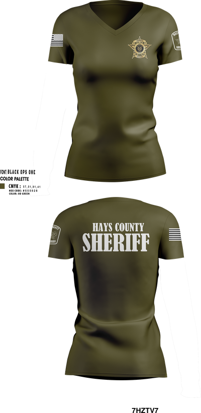 Hays County Sheriff’s Office 39669531 Women's Short Sleeve V-neck Shirt - 101