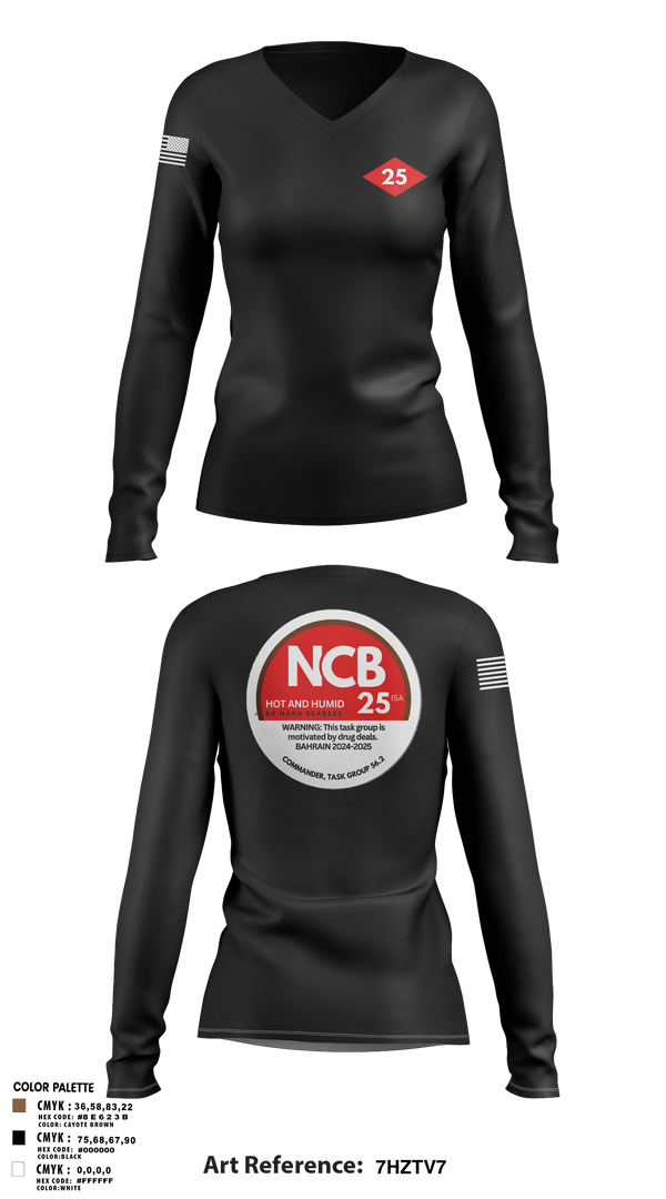 Womens Long Sleeve Vneck Shirt, NMCB 25 CTG 56.2, Navy, Teamtime, Team time, sublimation, custom sports apparel, team uniforms, spirit wear, spiritwear, sports uniforms, custom shirts, team store, custom team store, fundraiser sports, apparel fundraiser